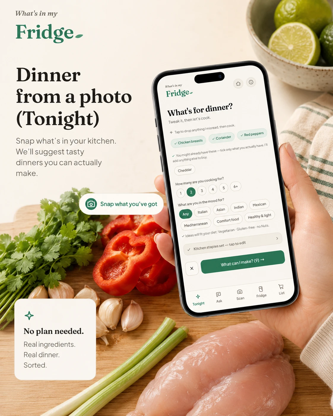 Snap what you’ve got — real dinners you can make tonight.